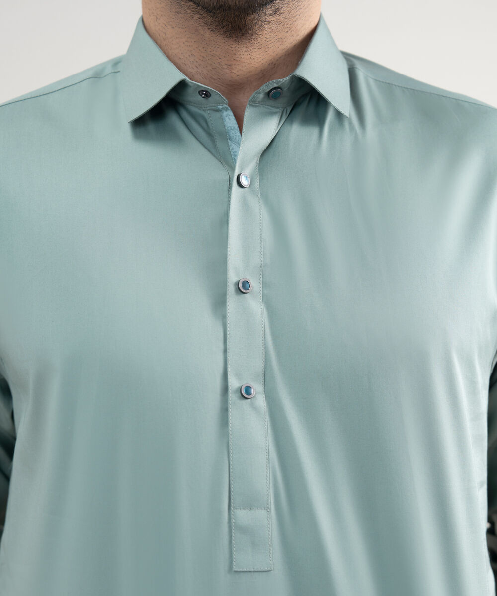 Men's Stitched Premium Cotton Light Sage Suit