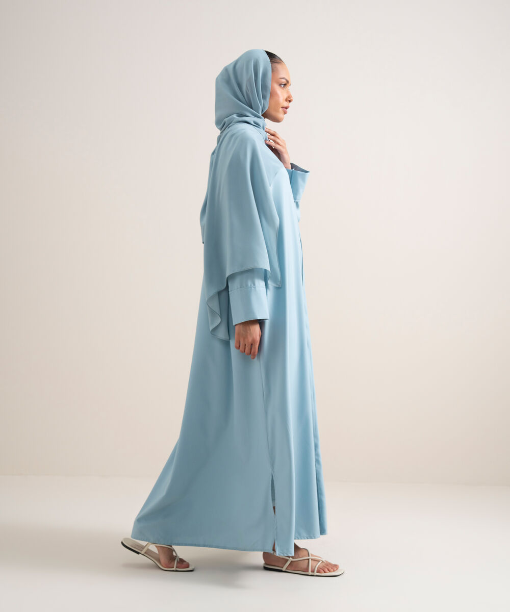 Women's Sky Blue Button Through Raglan Abbaya