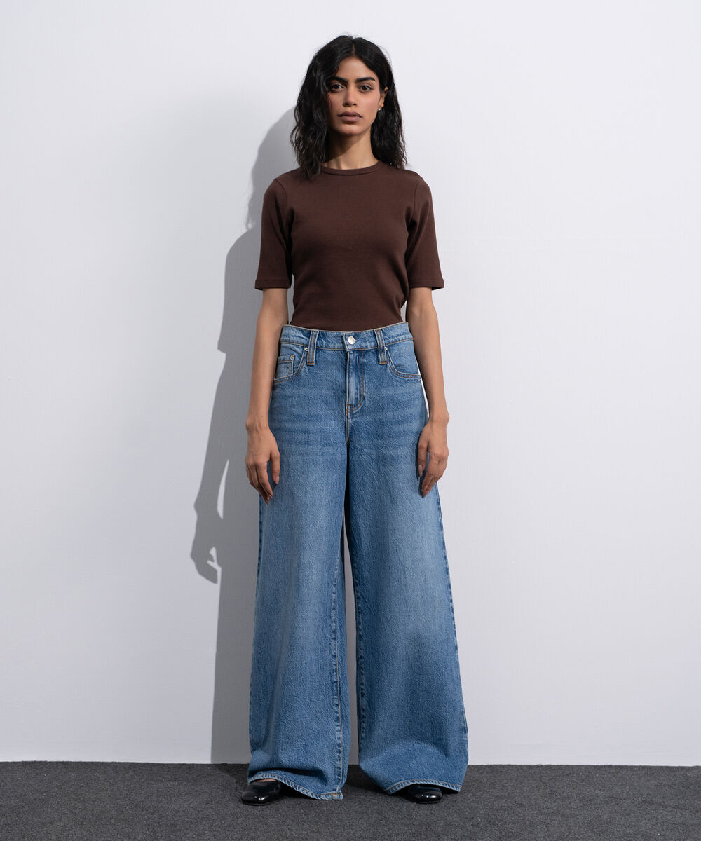 Women's Dark brown T-Shirt With Lettuce Trims
