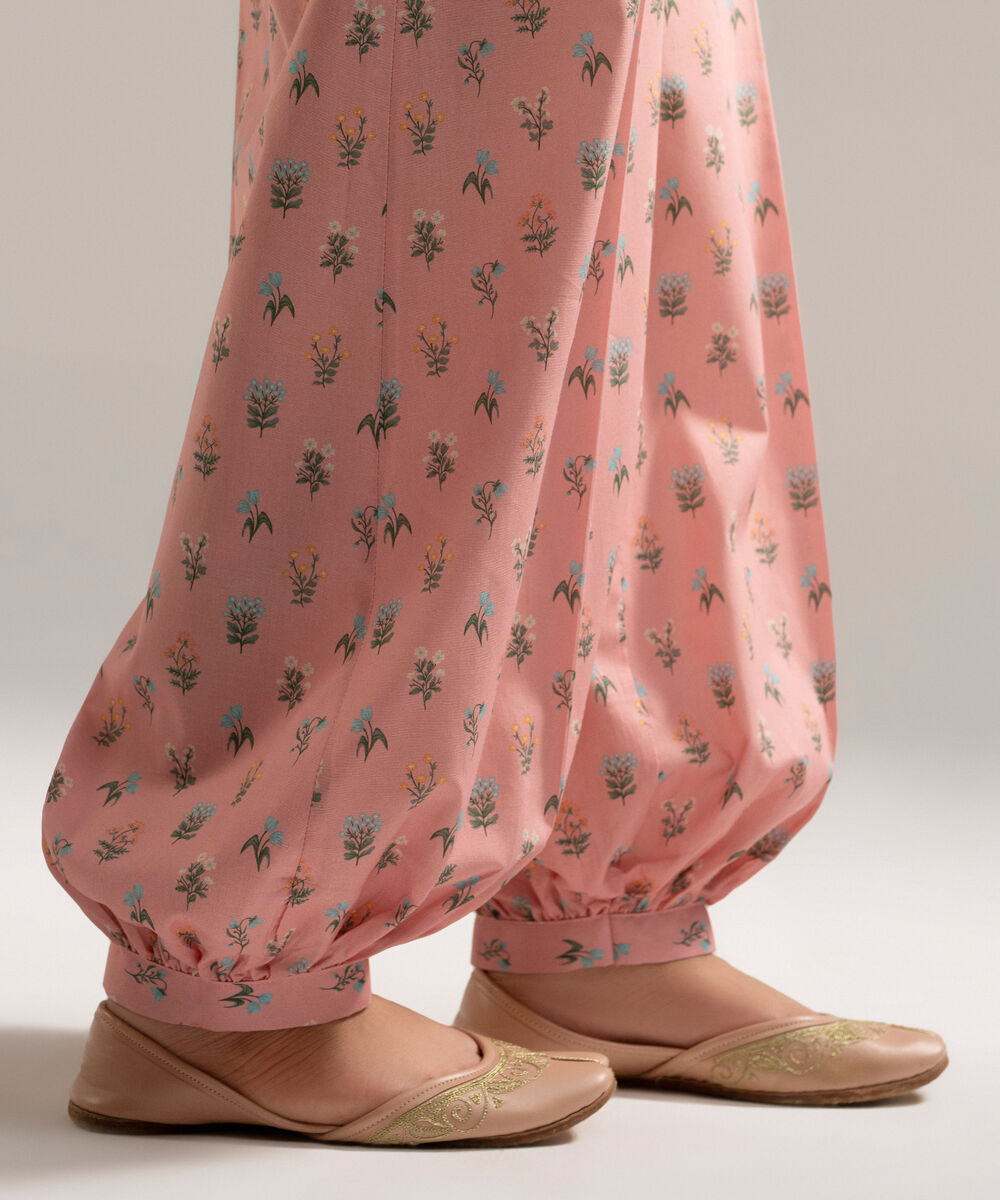 Women's RTW Cambric Printed Pink Balloon Pants