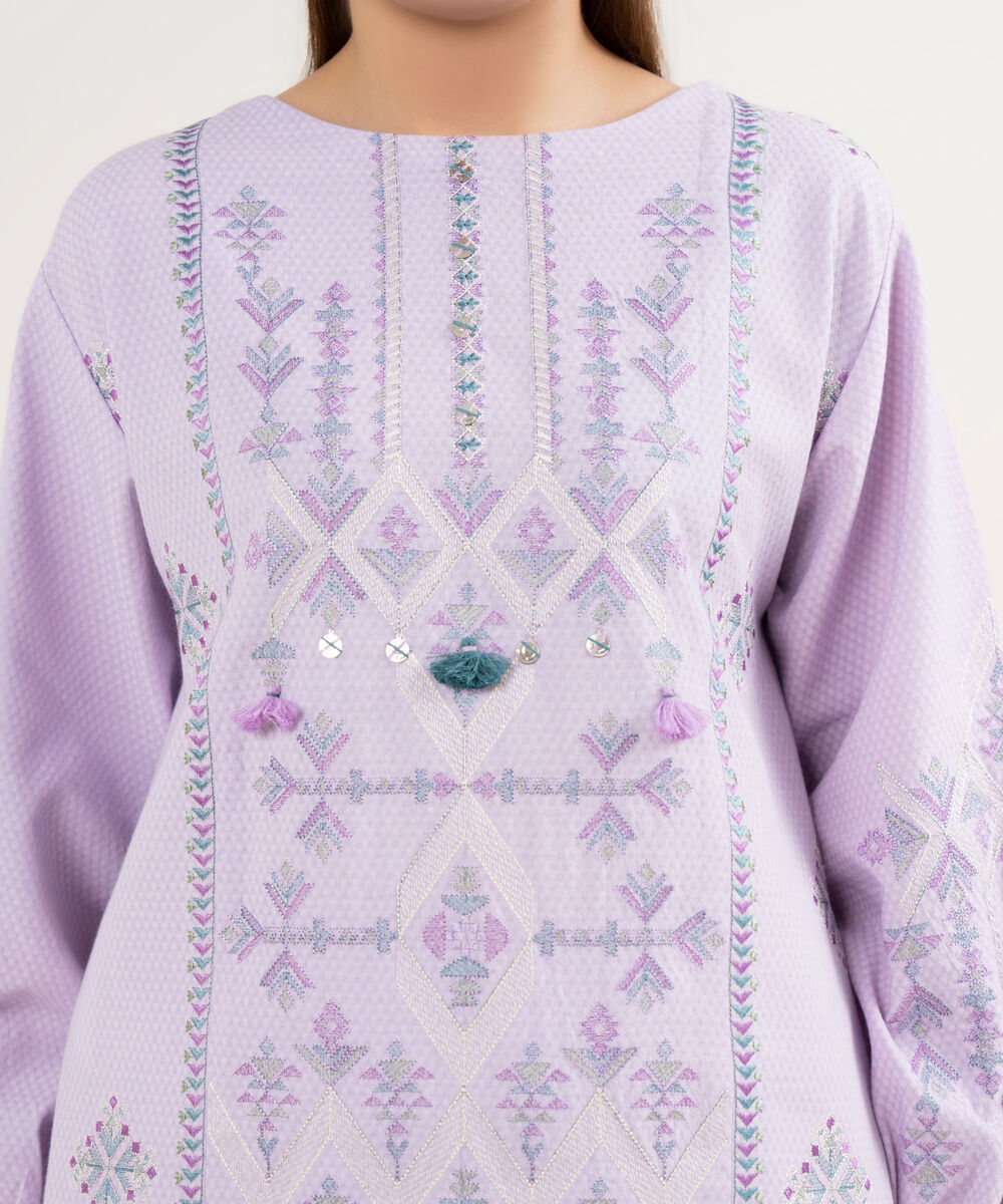 Women's Unstitched Dobby Dyed Three Piece Suit