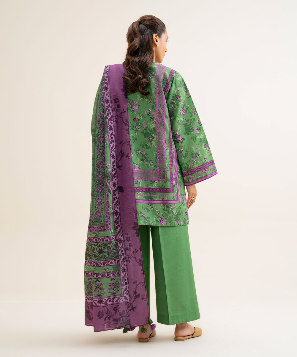 Women's Unstitched Lawn Printed Green 3 Piece Suit