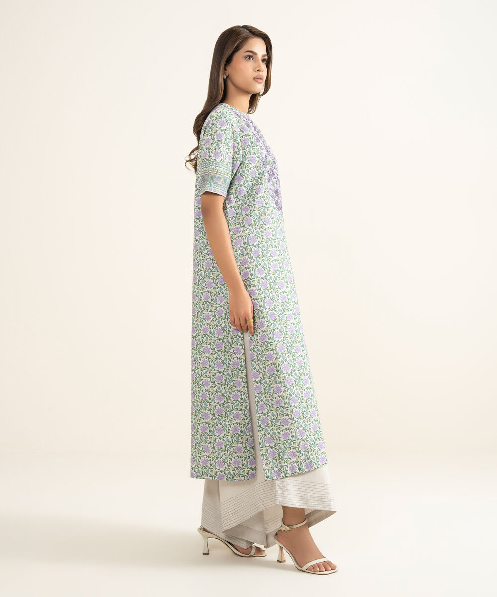 Women's Unstitched Lawn Embroidered Purple 3 Piece Suit