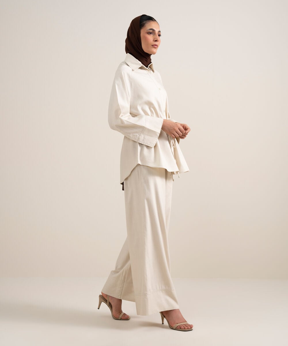 Women's Ivory Wide-Legged Culottes