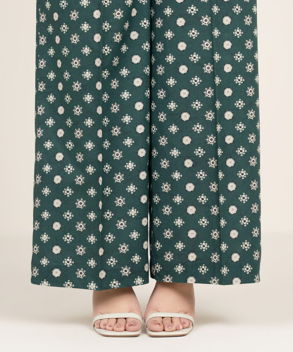 Women's RTW Cambric Printed Green Culottes