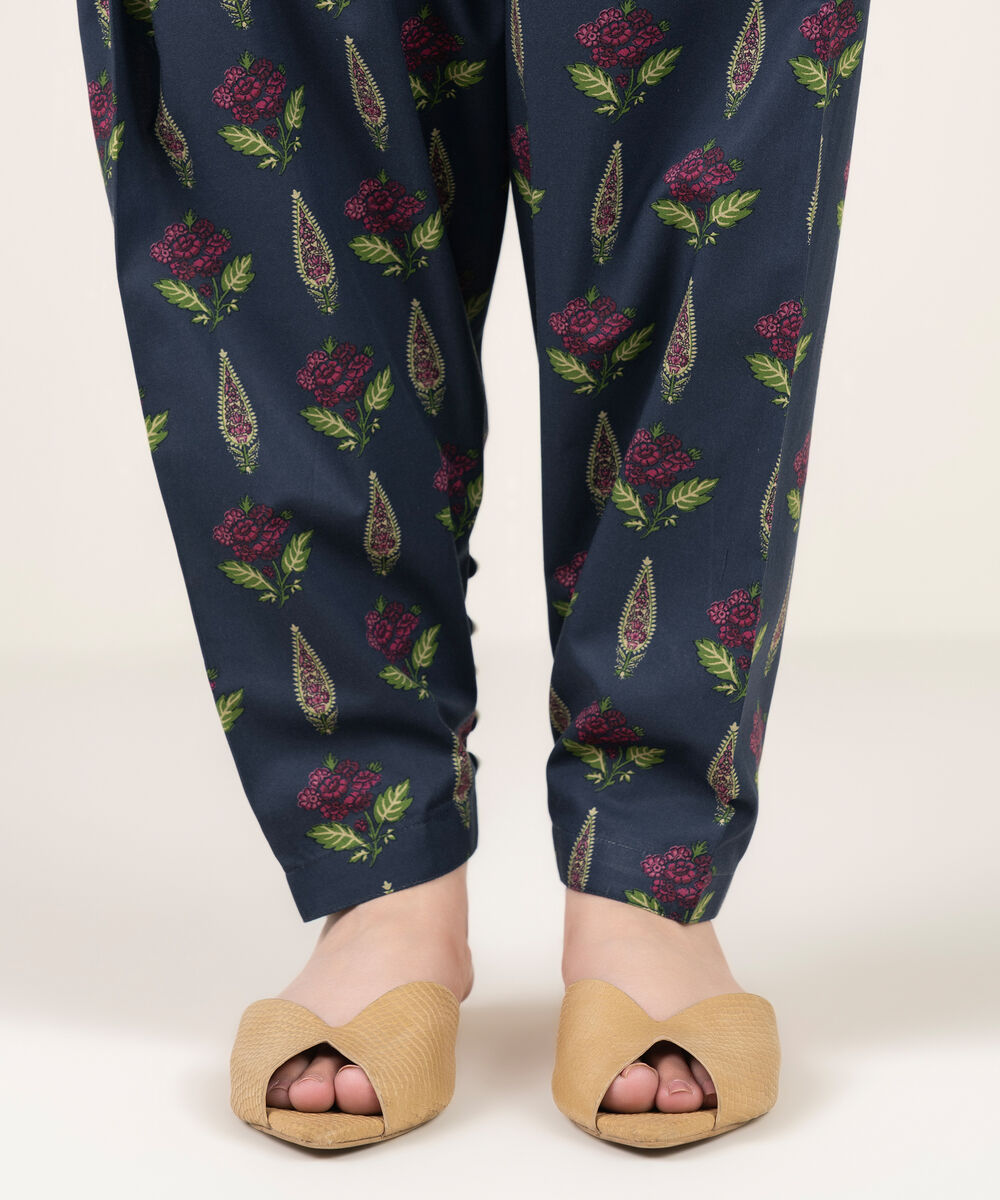 Women's RTW Cambric Printed Blue Shalwar