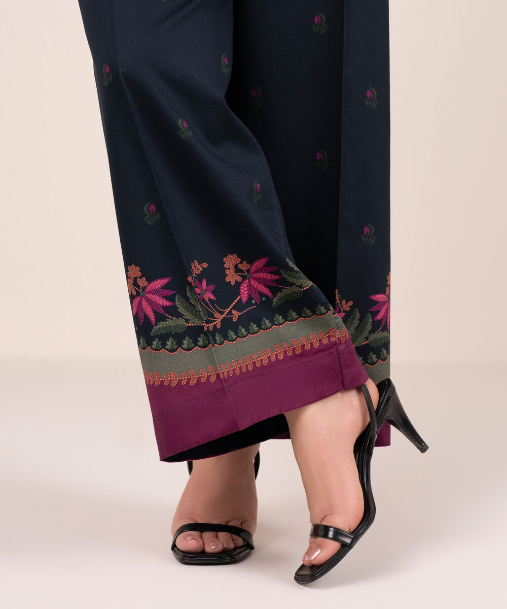 Women's RTW Cambric Printed Black Culottes
