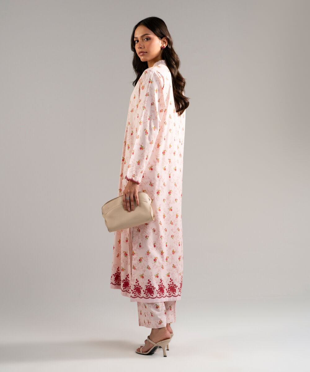 Women's RTW Cotton Viscose Printed Pink Straight Shirt
