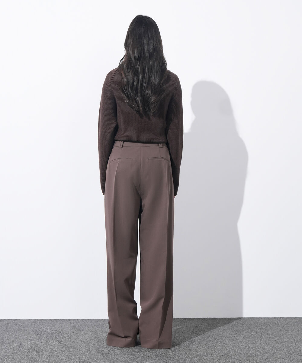 Women's Western Wear Brown Pleated Wide Leg Trousers