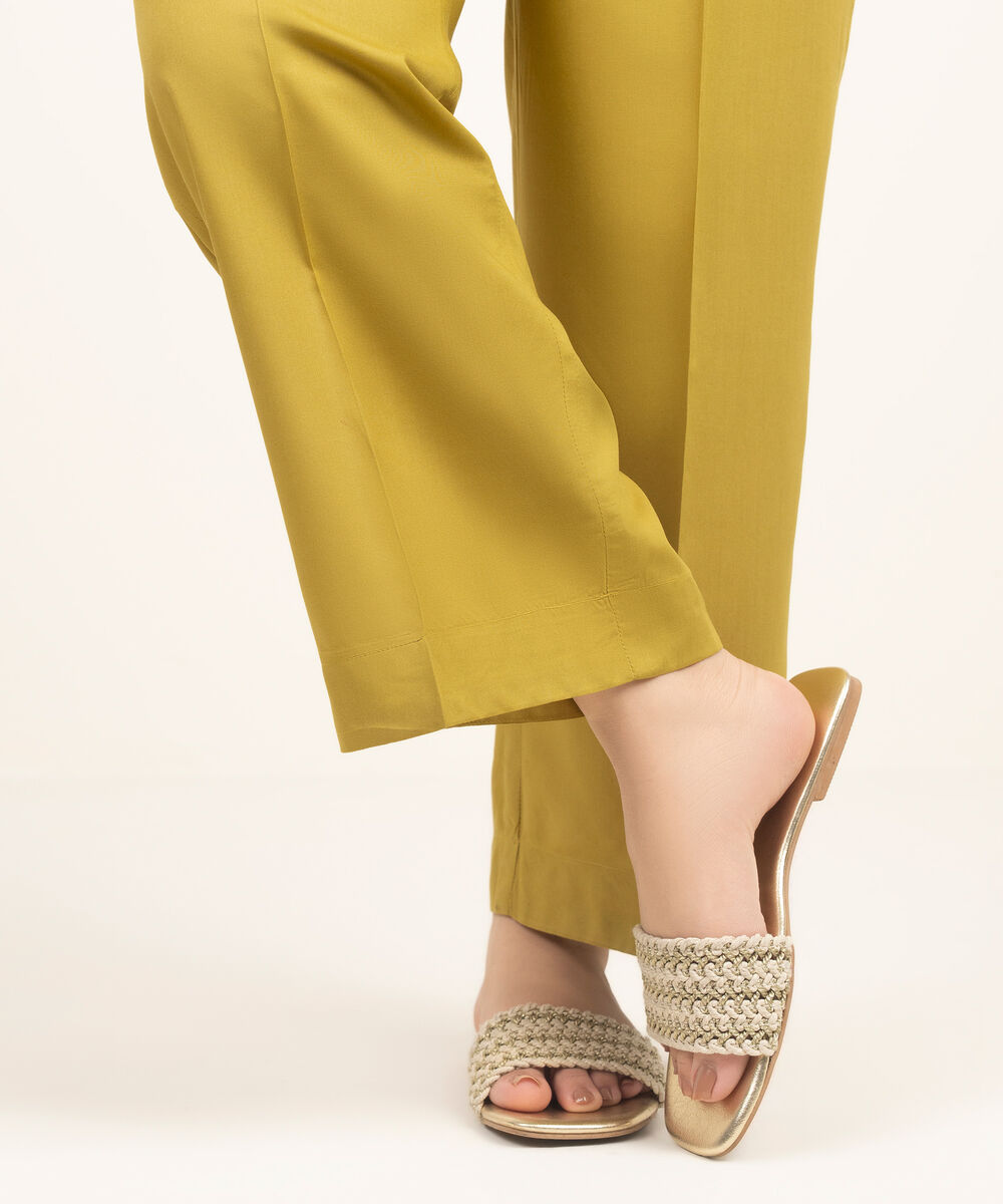 Women's RTW Arabic Cambric Solid Mustard Yellow Culottes