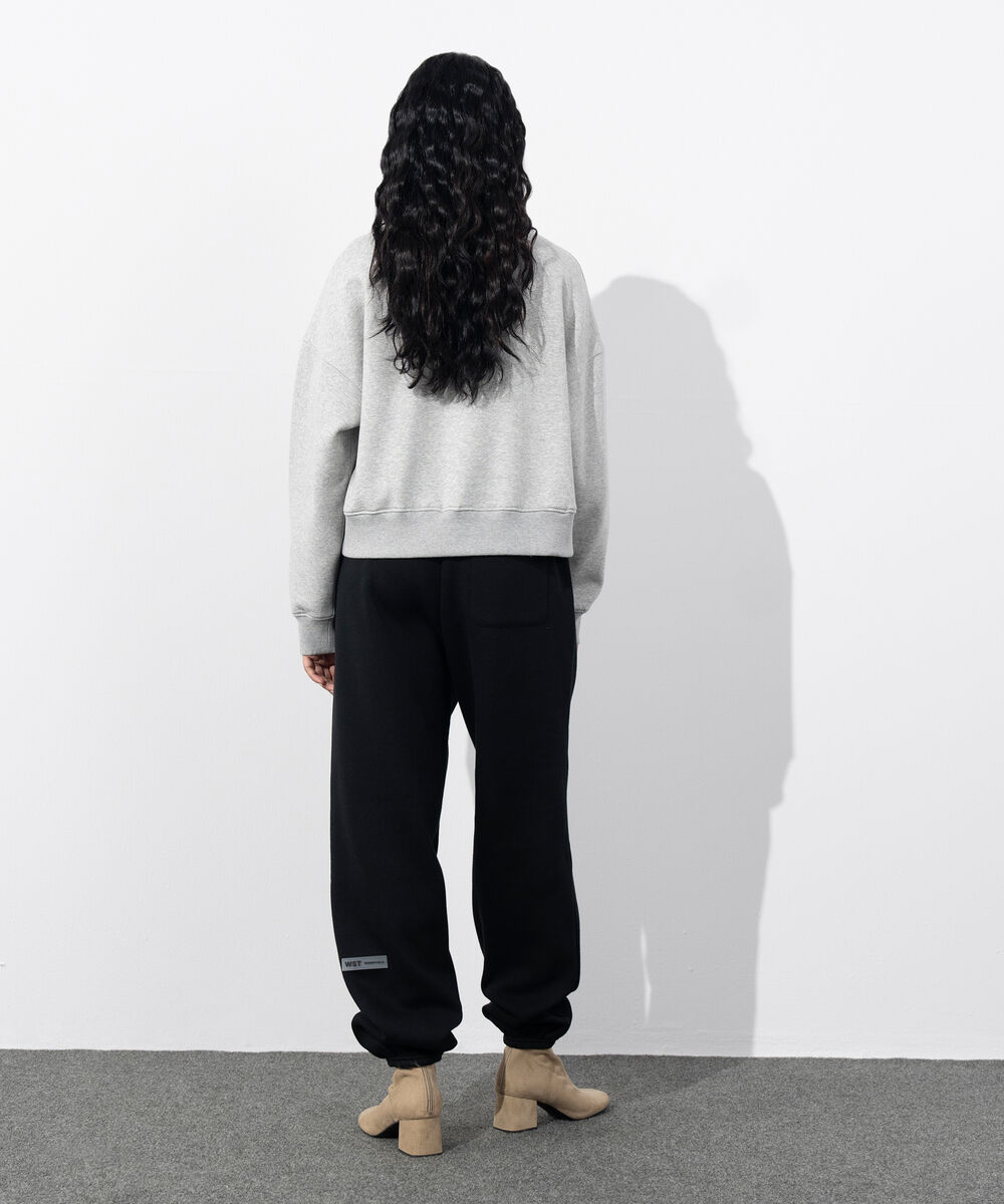 Women's Western Wear Grey Melange Cropped Fleece Sweatshirt