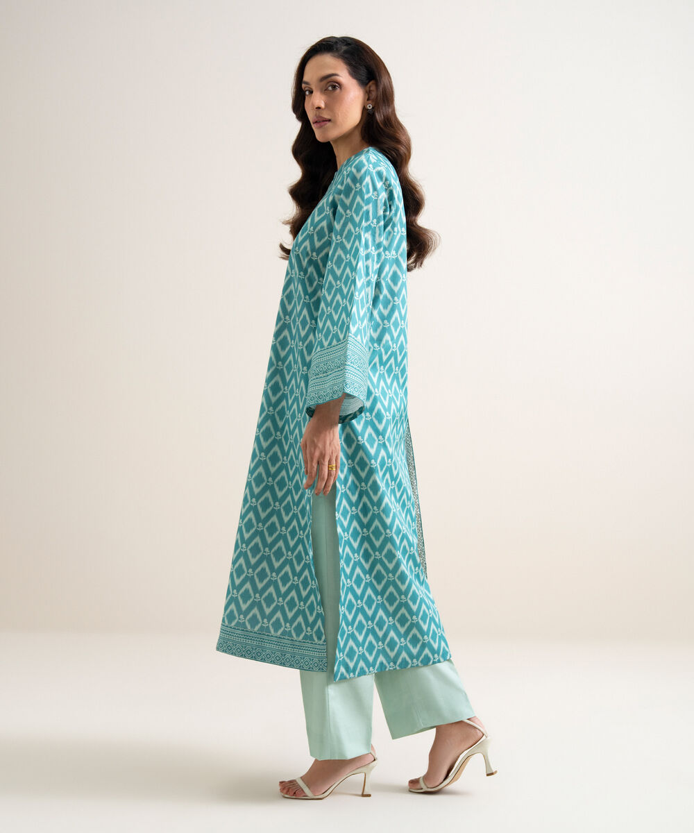 Women's Unstitched Lawn Printed Green 3 Piece Suit
