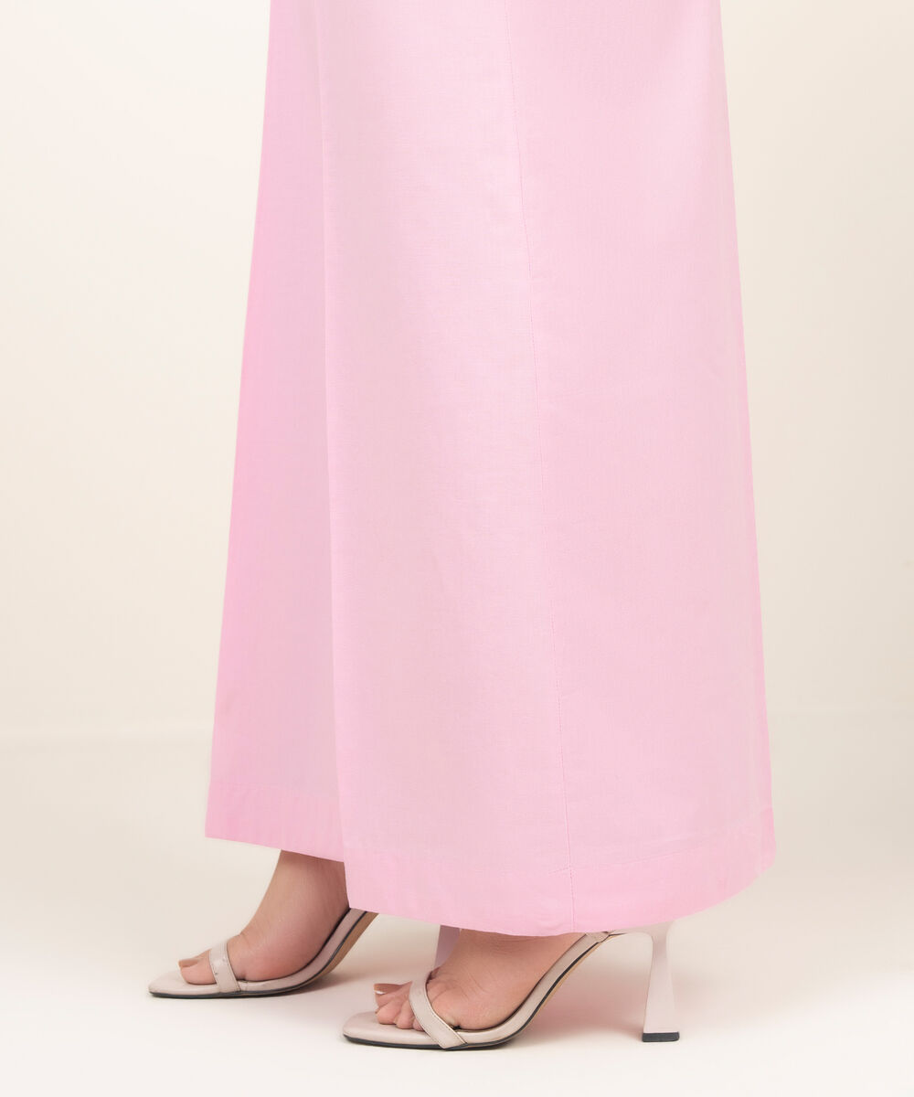 Women's RTW Cambric Solid Pink Flared Pants