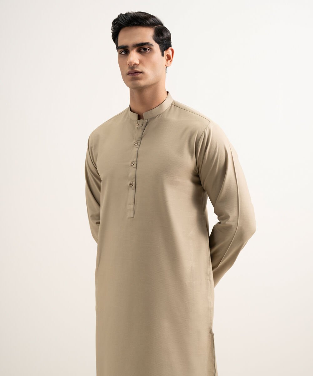 Men's Stitched Khaki Kurta