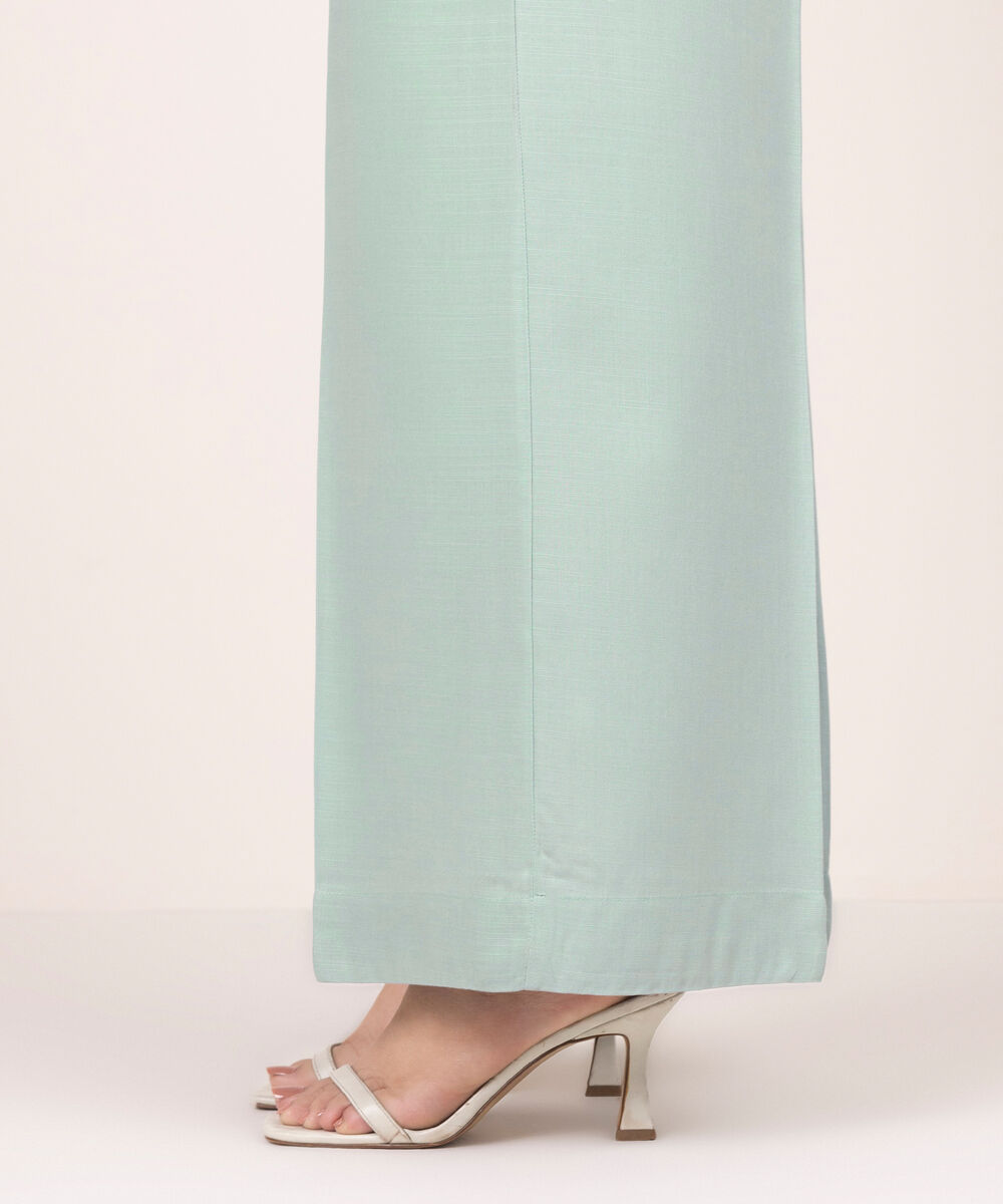 Women's RTW Cotton Viscose Solid Blue Culottes