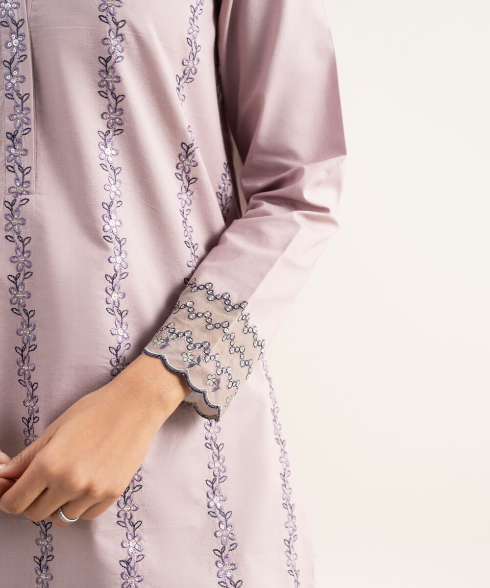 Women's Unstitched Lawn Embroidered Pink 3 Piece Suit