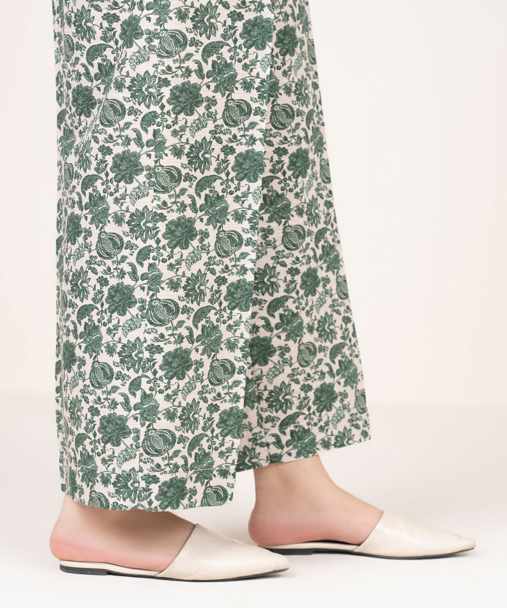 Women's RTW Light Khaddar Printed Off White Culottes