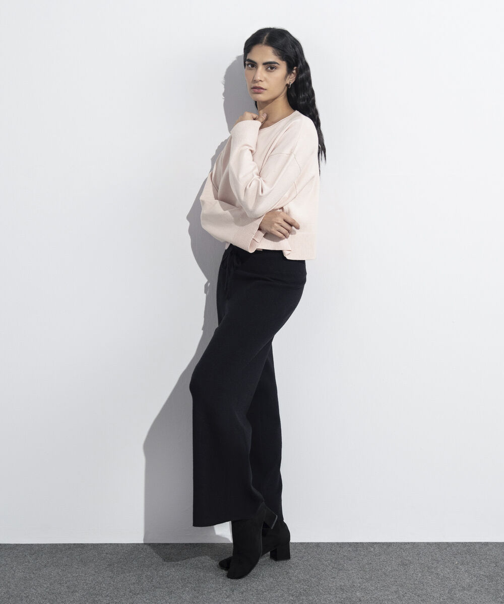 Women's Western Wear Black Pull-On Knit Culottes