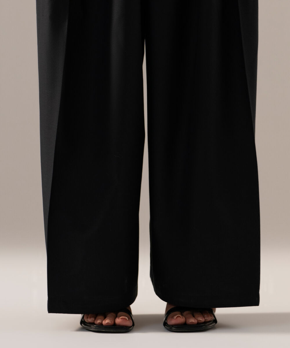 Women's RTW Cambric Solid Black Farshi Shalwar