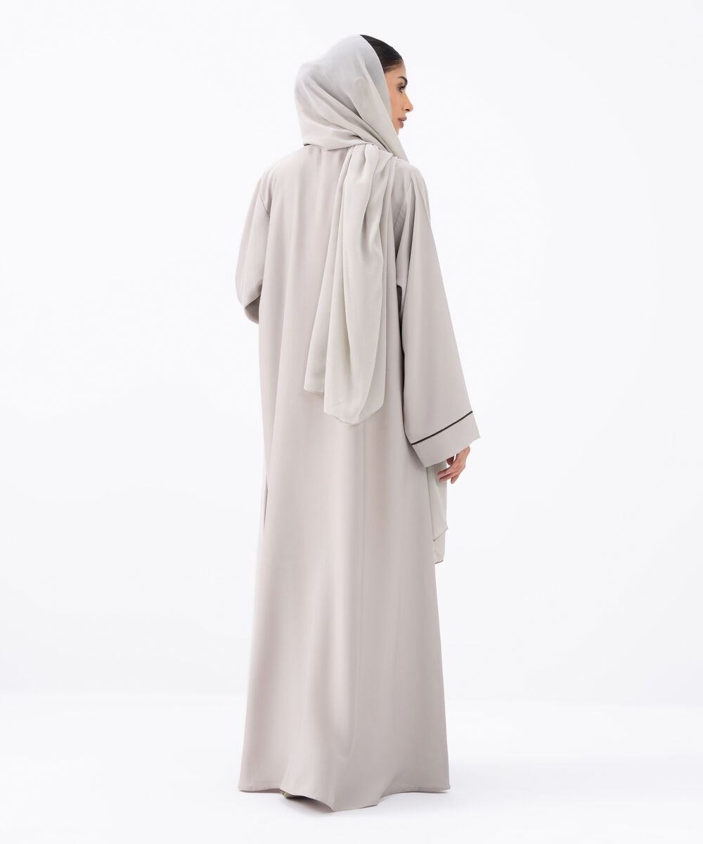 Women's Grey Polyester Abaya