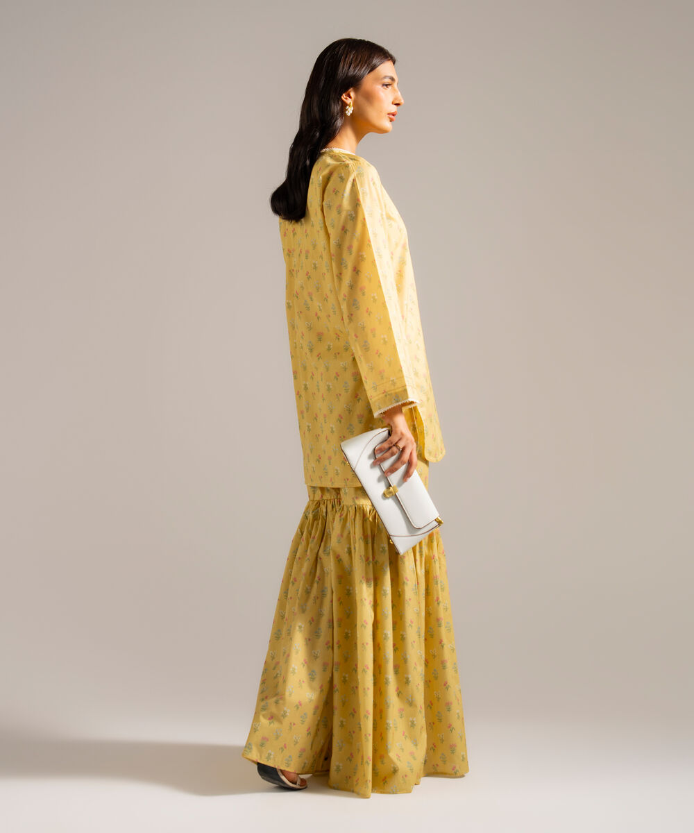 Women's RTW Lawn Printed Yellow Straight Shirt