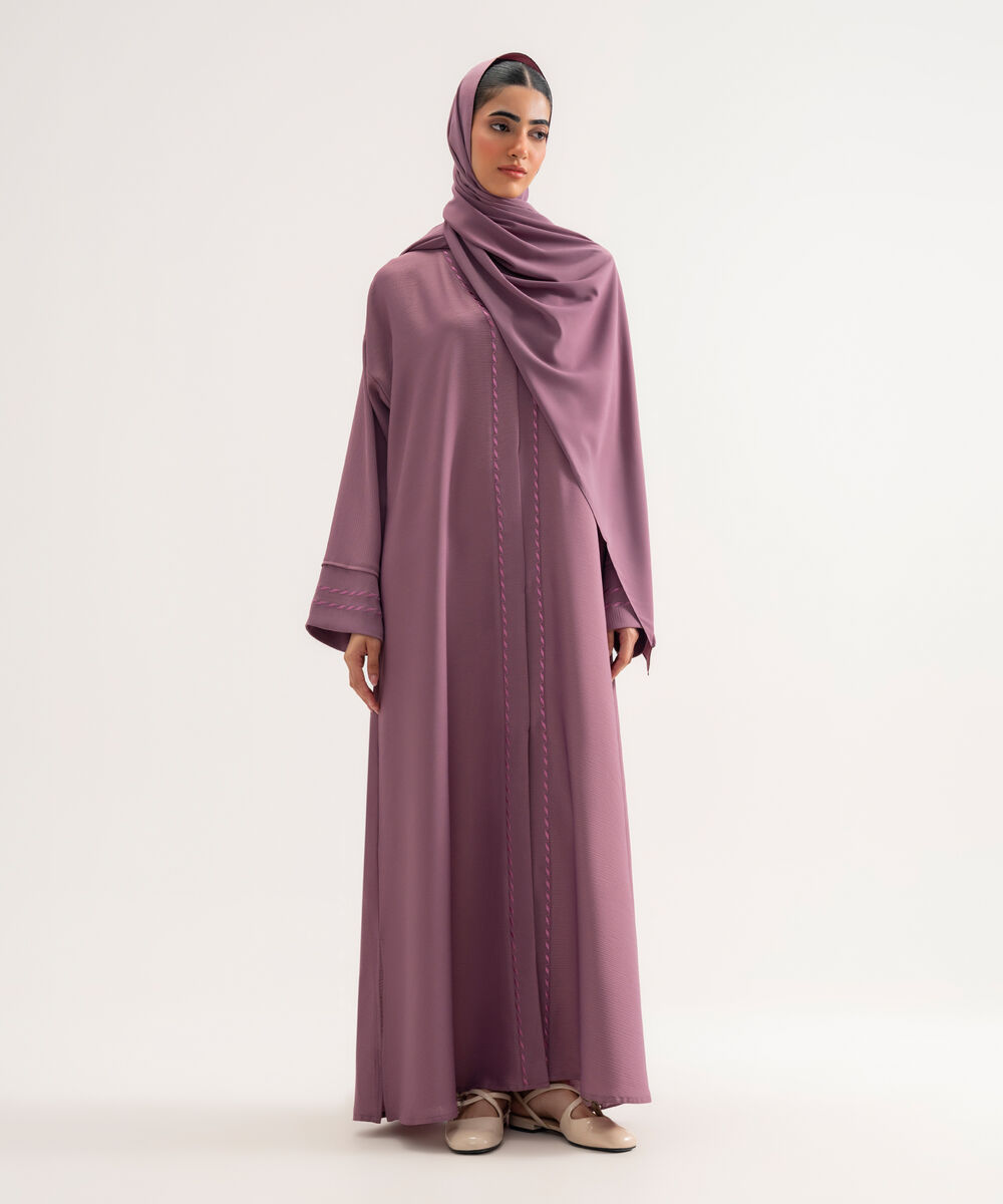 Women's Polyester Mauve/Magenta Regular Abaya Set