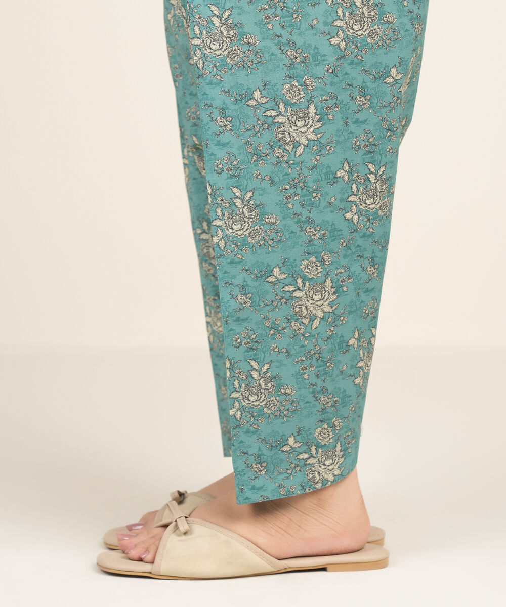 Women's RTW Cambric Printed Blue Shalwar