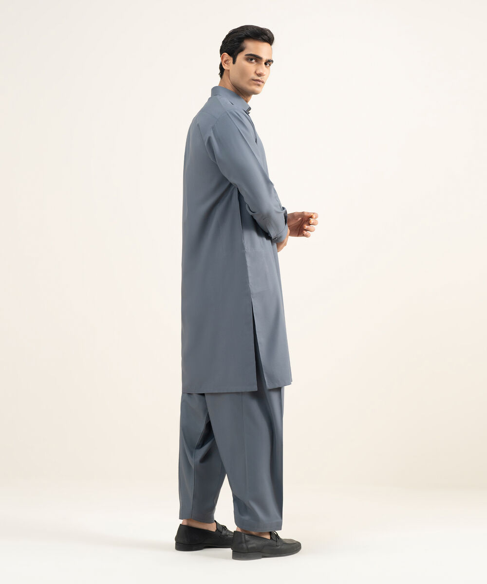 Men's Stitched Premium Blended Dark Grey Suit