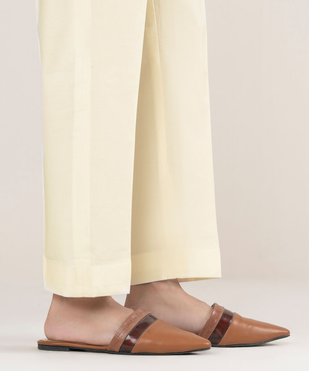 Women's Unstitched Cotton Printed Off White Trousers Fabric