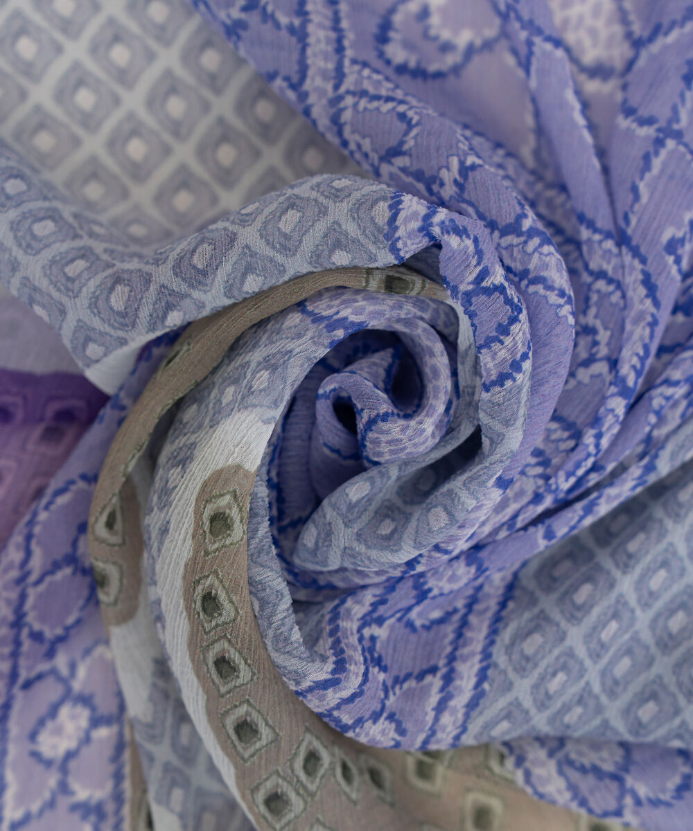 Women's Blended Chiffon Purple Printed Dupatta
