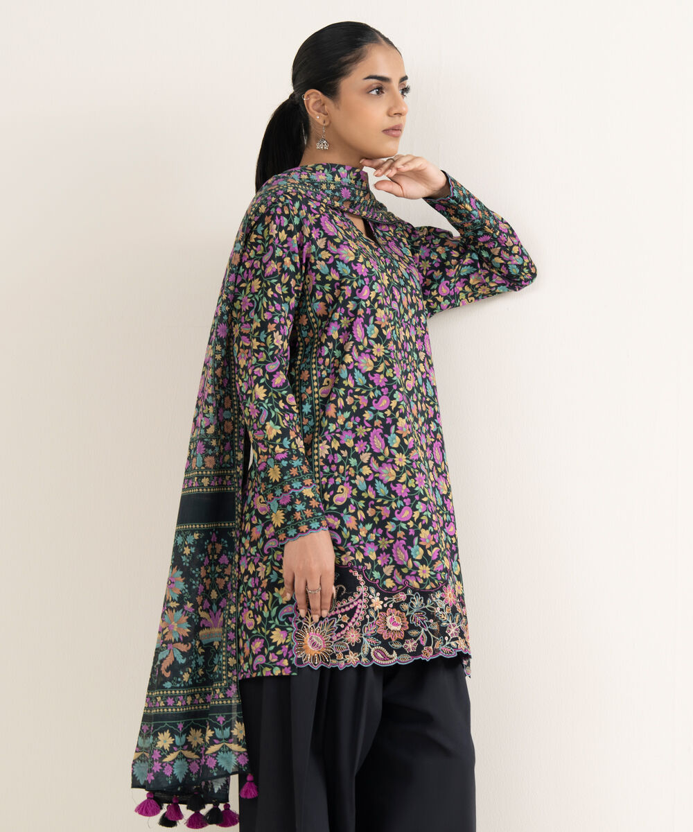 Women's Unstitched Lawn Printed Multi 3 Piece Suit