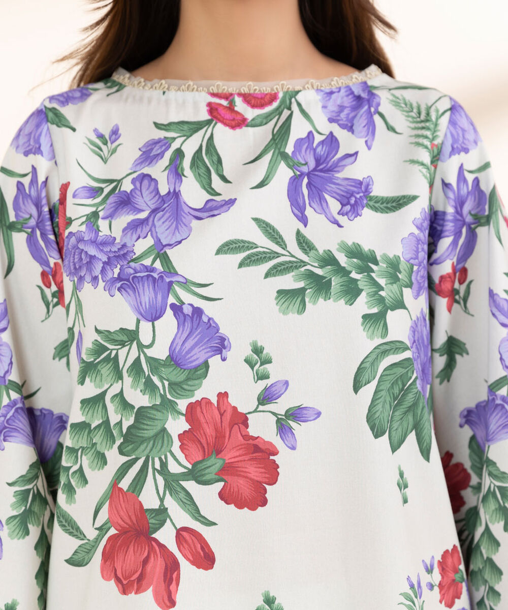 Unstitched Women's Off White Lawn 3 Piece Suit