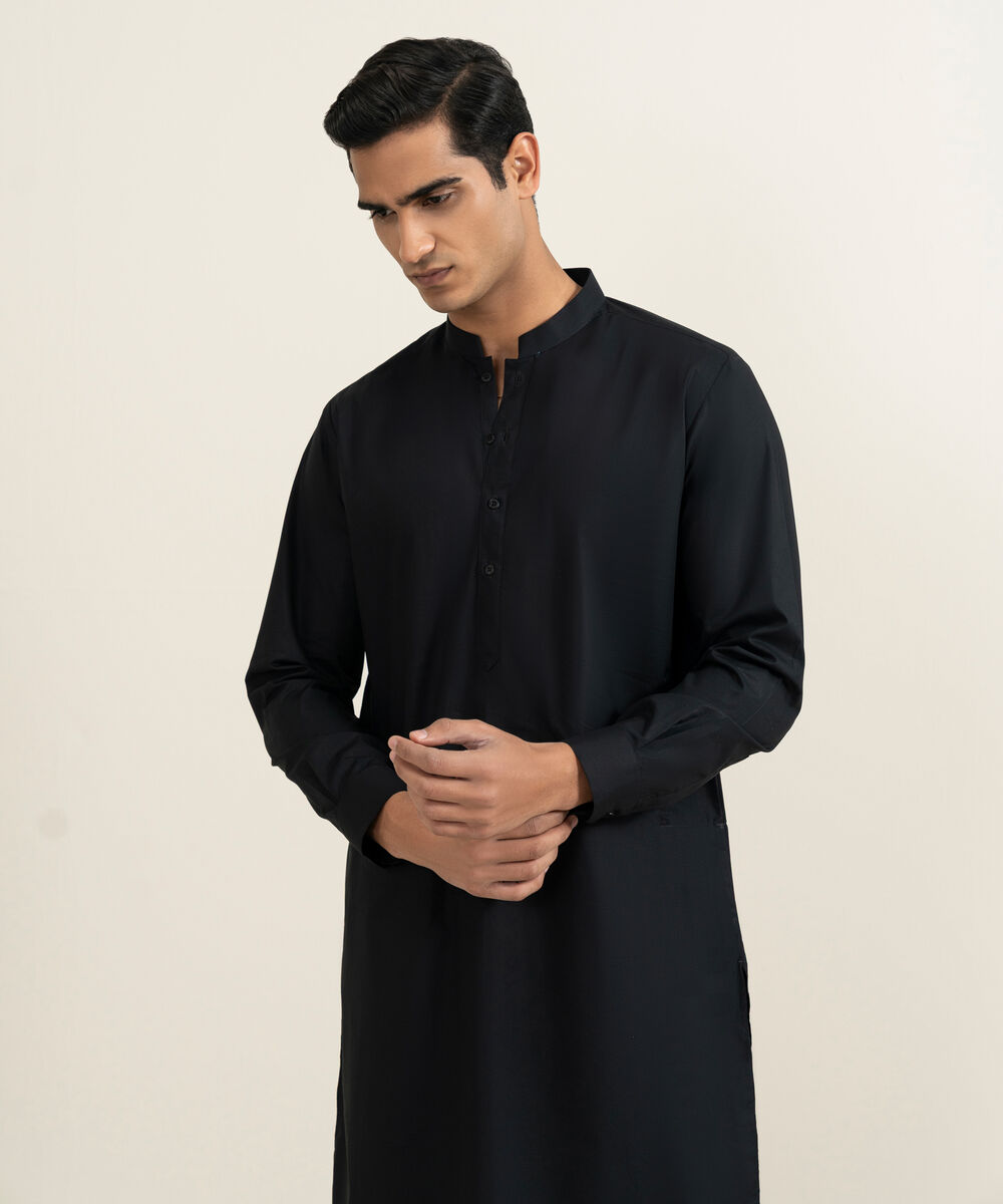 Men's Stitched Black Kurta Shalwar