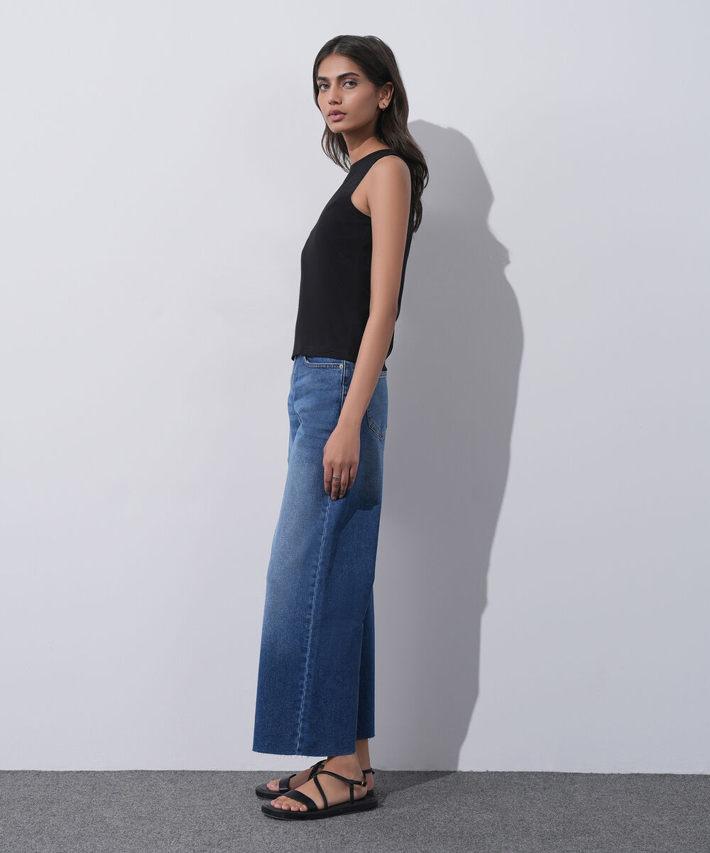 Women's Western Wear Black Sleeveless T-Shirt