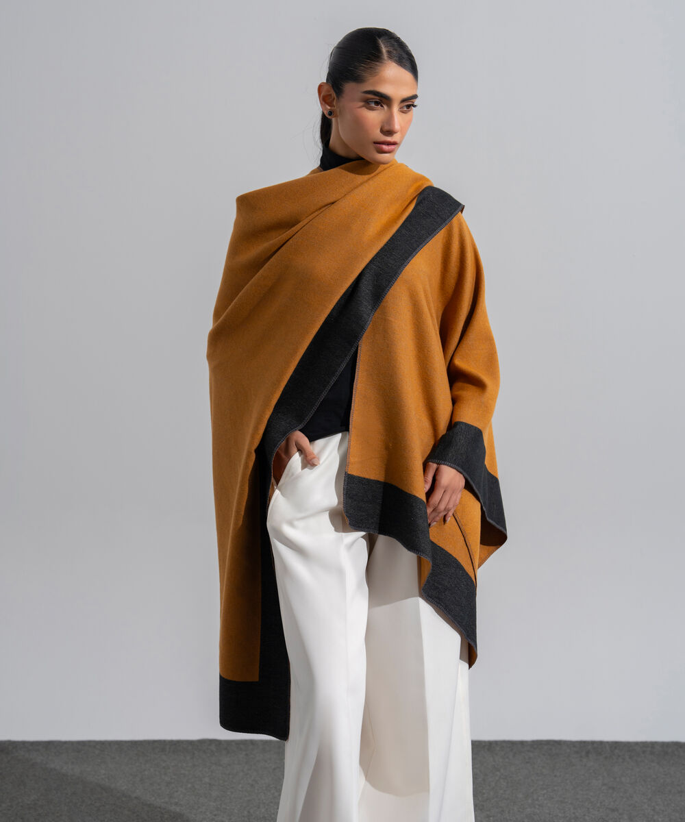 Women's Western Wear Rust Polyester Cape Shawl