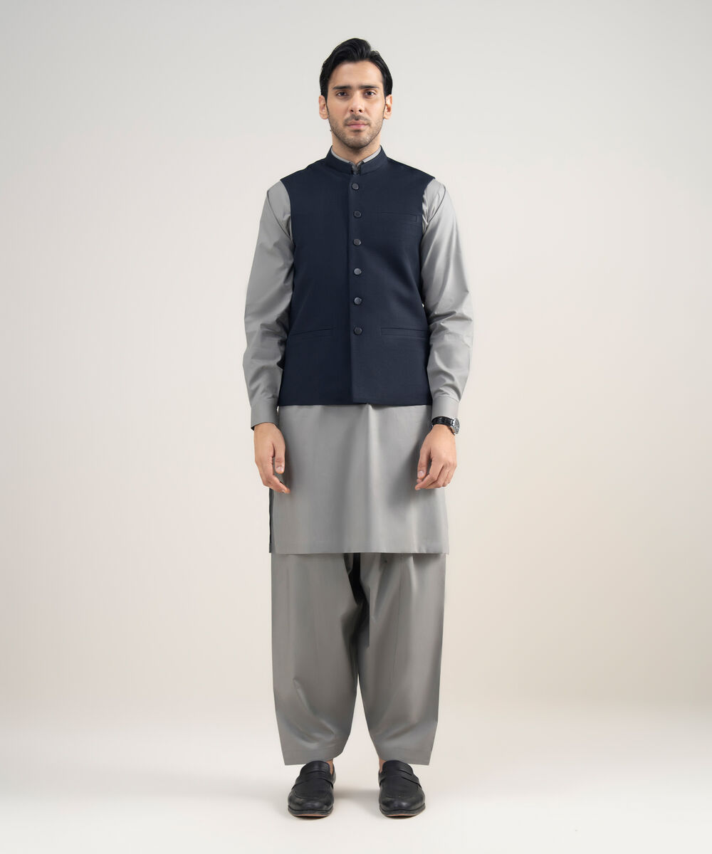 Men's Stitched Premium Suiting Navy Waistcoat