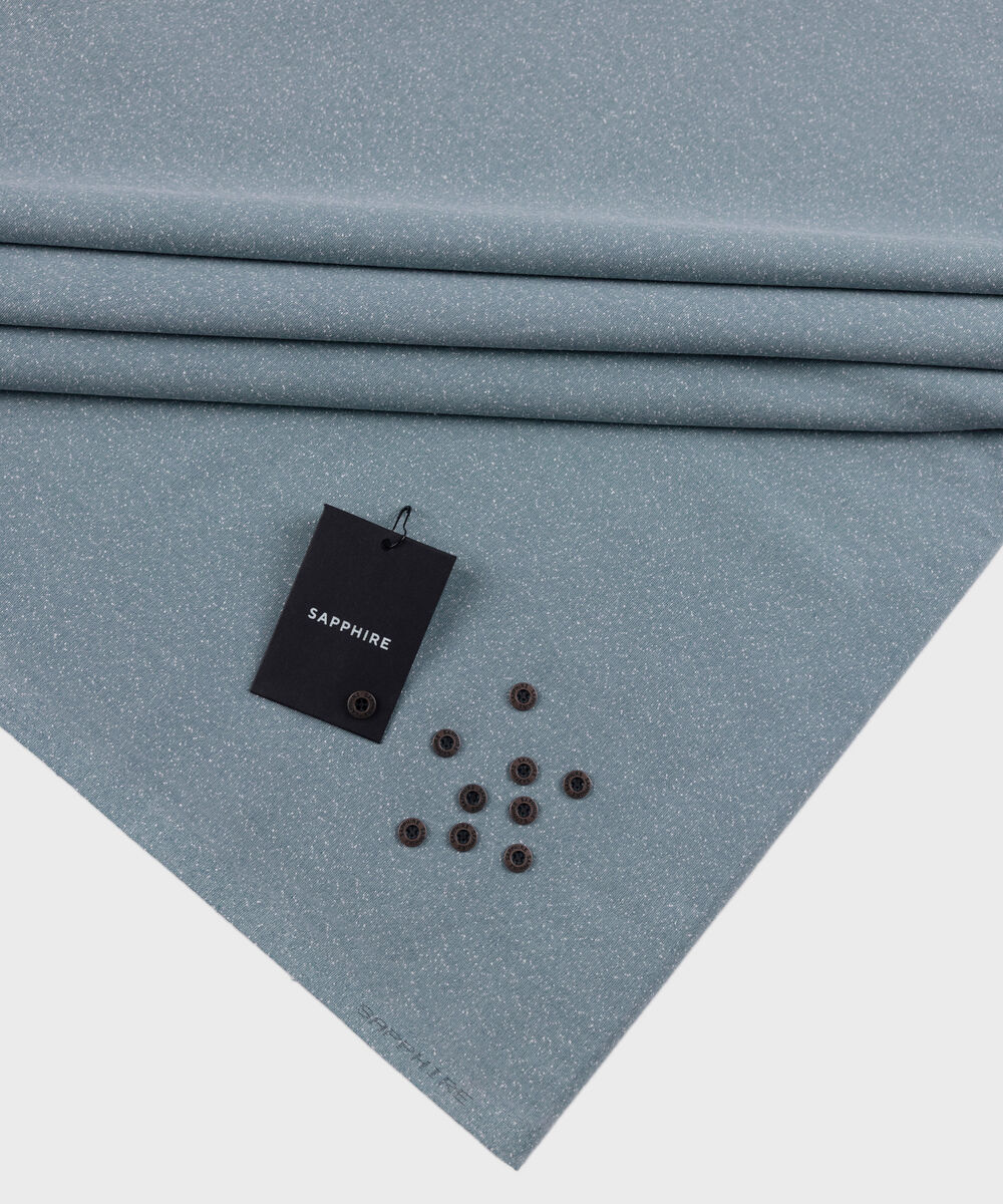 Men's Unstitched Two-Piece Dobby Wash and Wear Blue Suit.