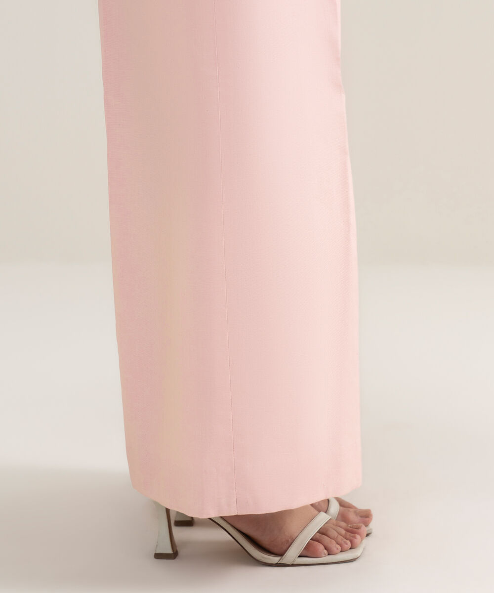 Women's Unstitched Cotton Printed Pink Trousers Fabric