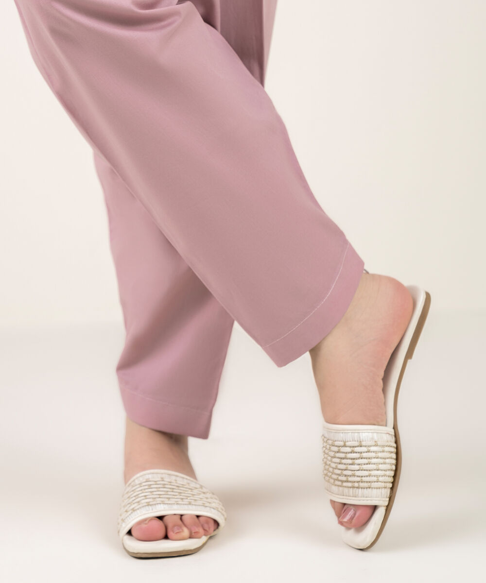 Women's RTW Cambric Solid Pink Shalwar