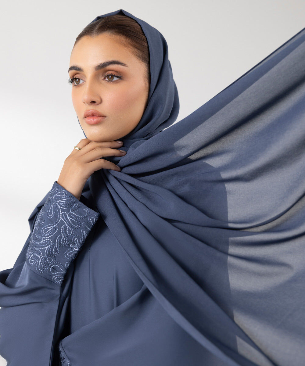 Woman - Blue Kaftan Abaya Set