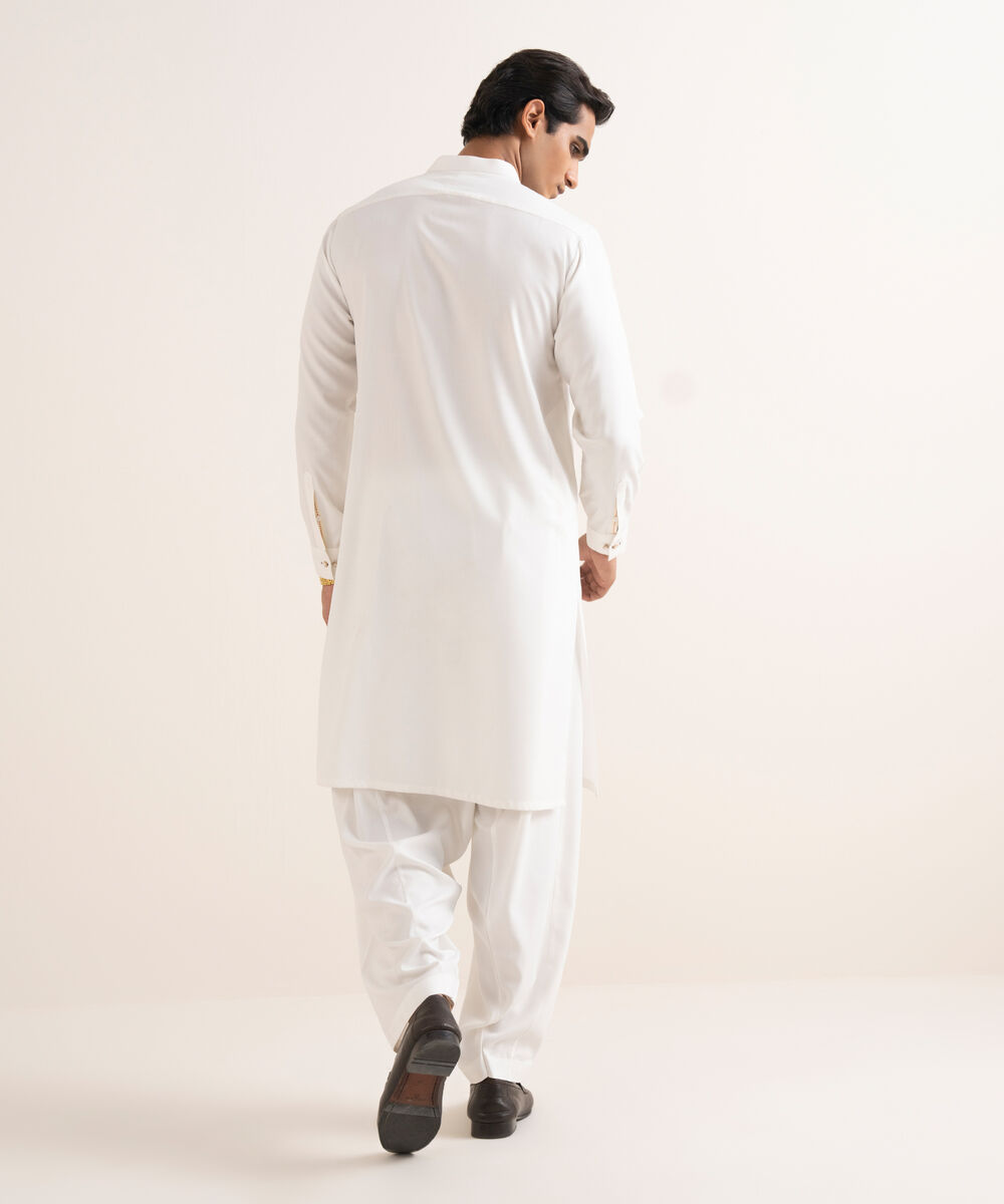 Men's Stitched Premium Wash & Wear White Suit