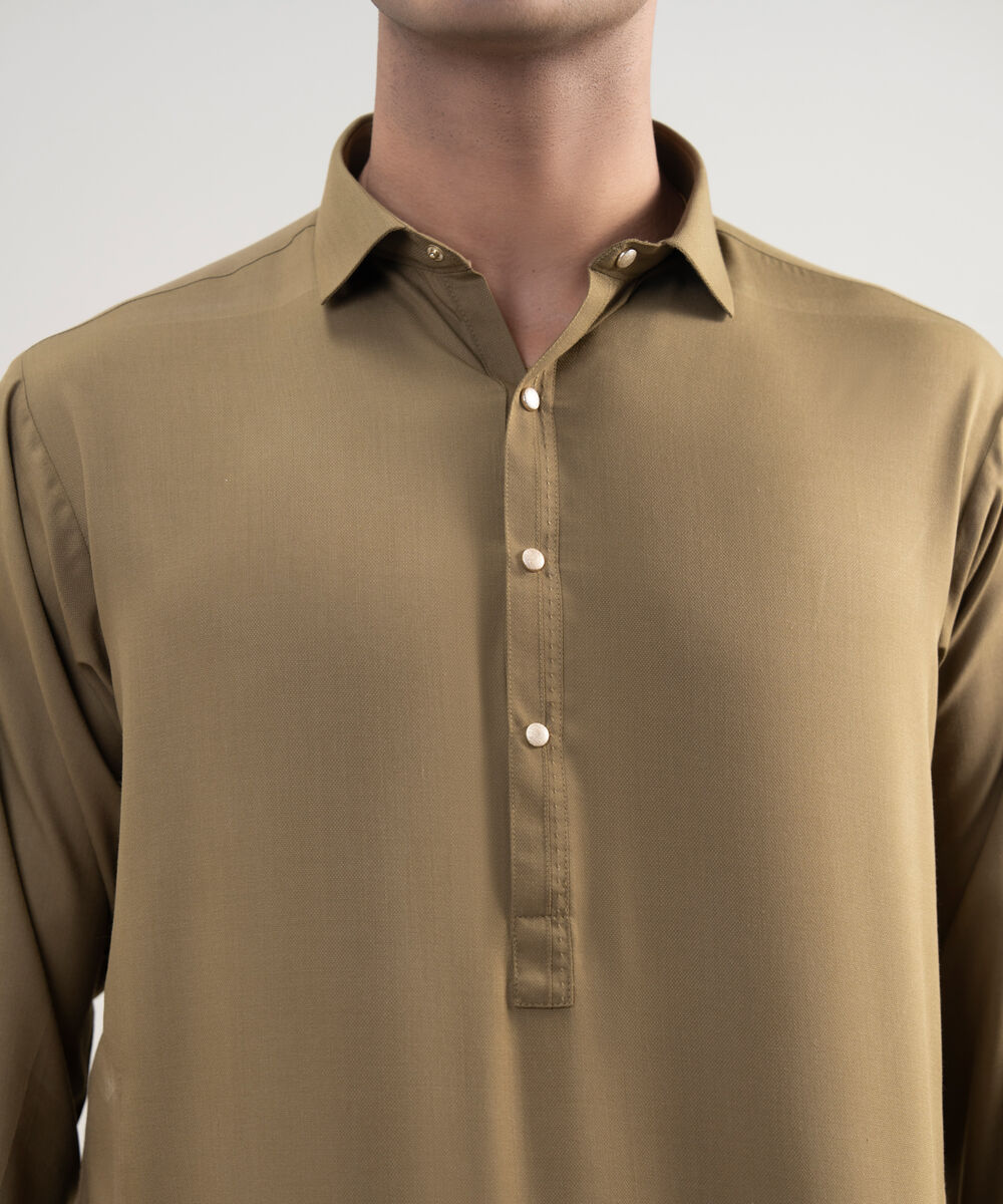 Men's Stitched Premium Blended Olive Suit