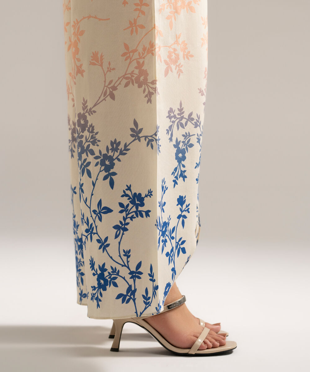Women's RTW Cambric Printed Off White Culottes