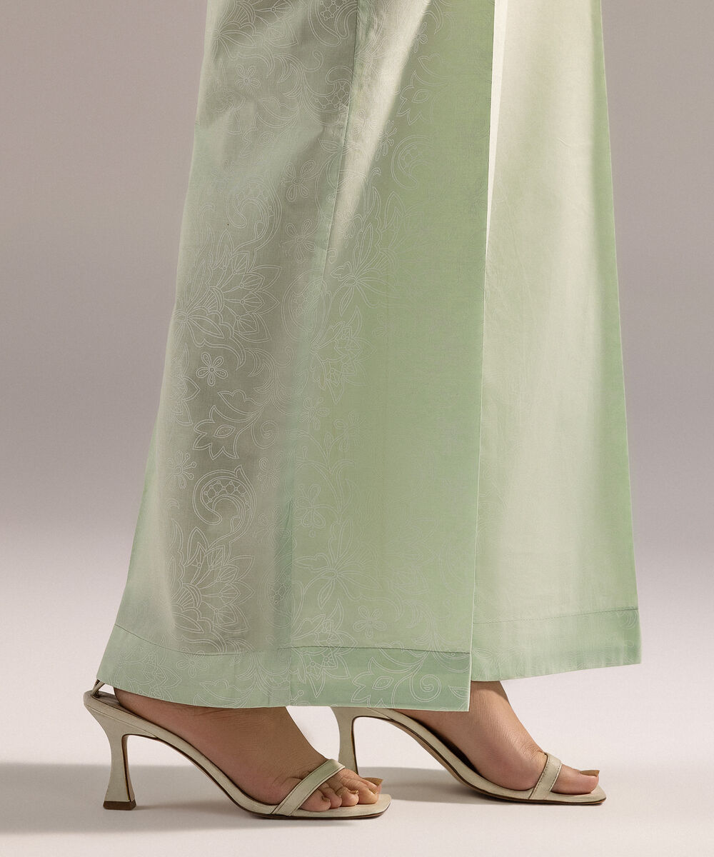 Women's RTW Cambric Printed Mint Green Culottes