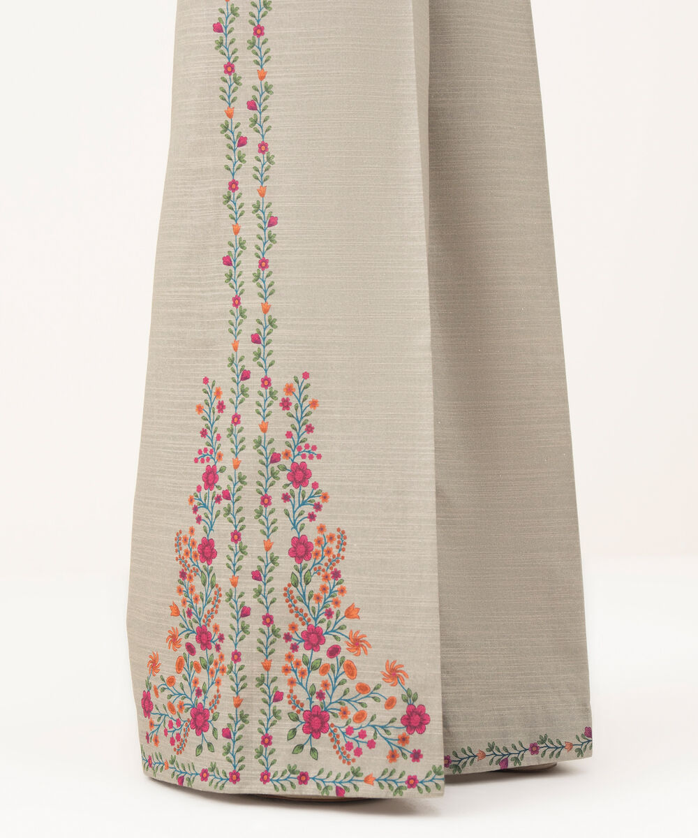 Women's Unstitched Khaddar Printed Beige   3 Piece Suit