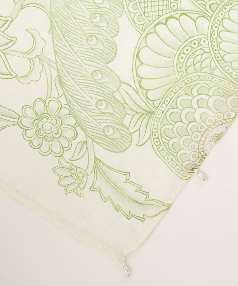 Blended Silk Printed Green Dupatta
