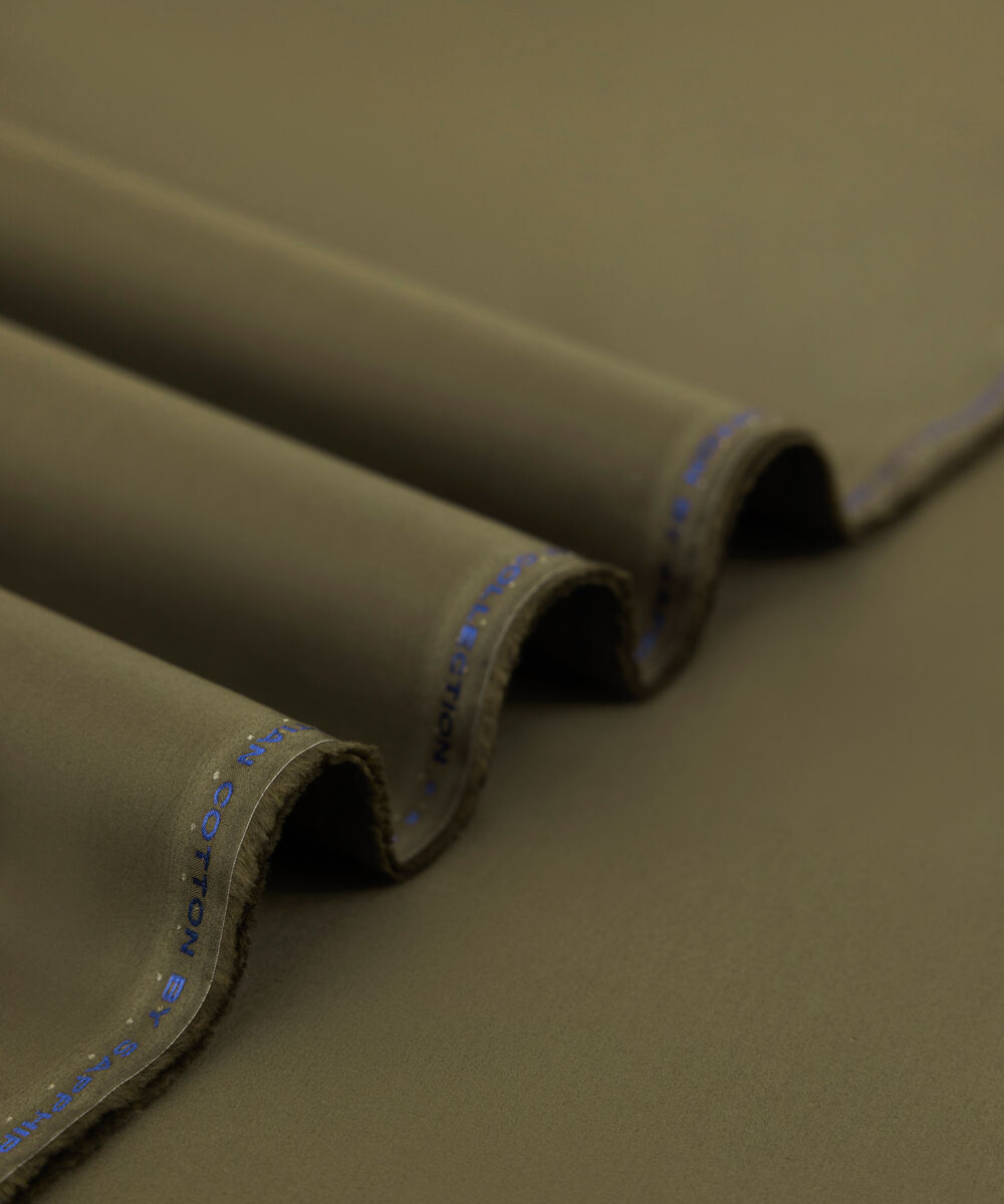 Men's Unstitched 2-Piece Premium Giza Cotton Oilve Suit