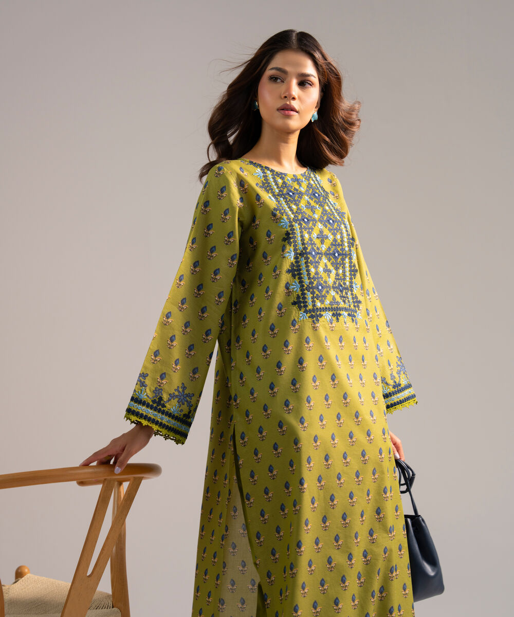 Women's RTW Zari Lawn Embroidered Green 2 Piece Suit