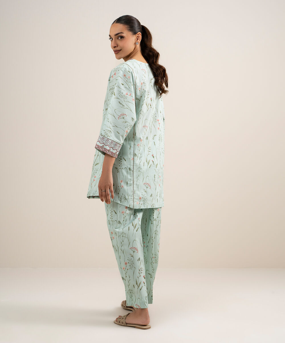 Women's Unstitched Lawn Printed Blue  2 Piece Suit