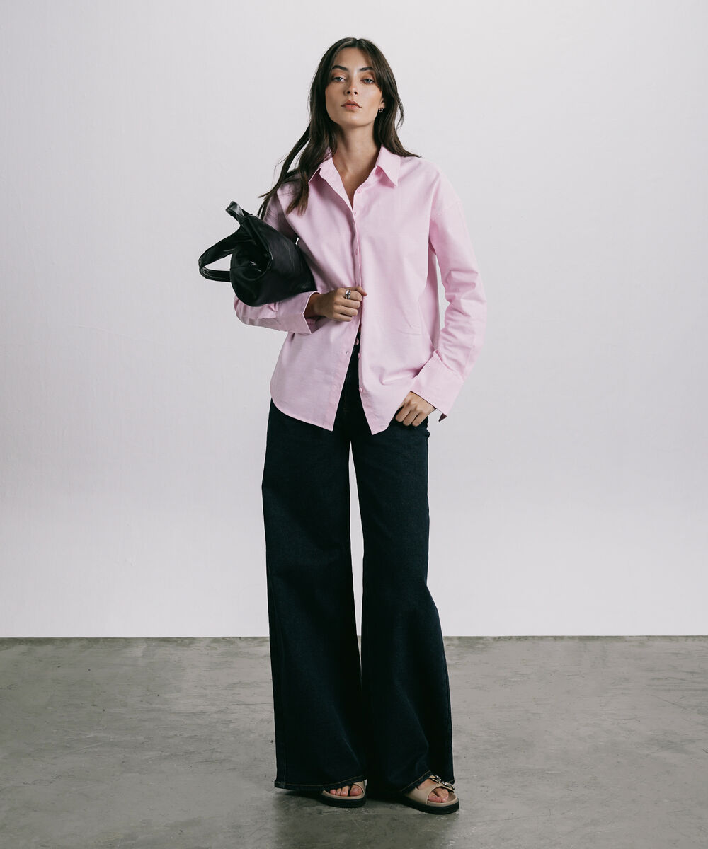 Women's Western Wear Yellow Boxy Oxford Shirt